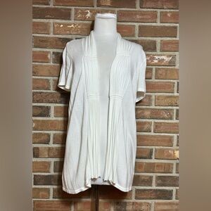 White House Black Market Open Front Short Sleeve Cardigan Sweater XL White